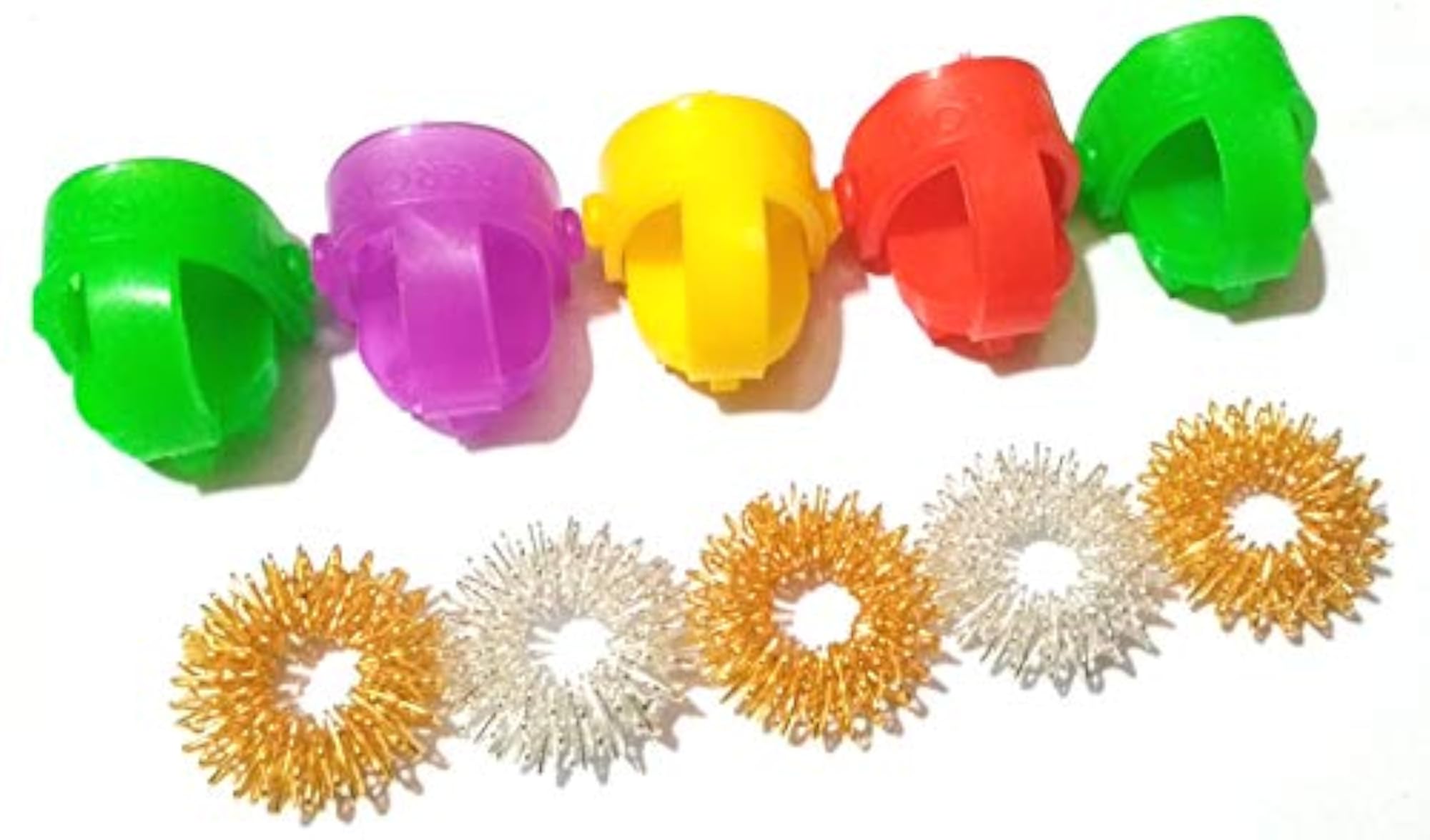 Sujok Metal Ring Set with Acupressure Thumb Pad (10 Pcs)